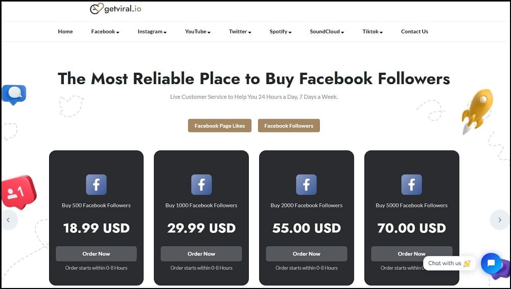 Buy Facebook Followers for Getviral io