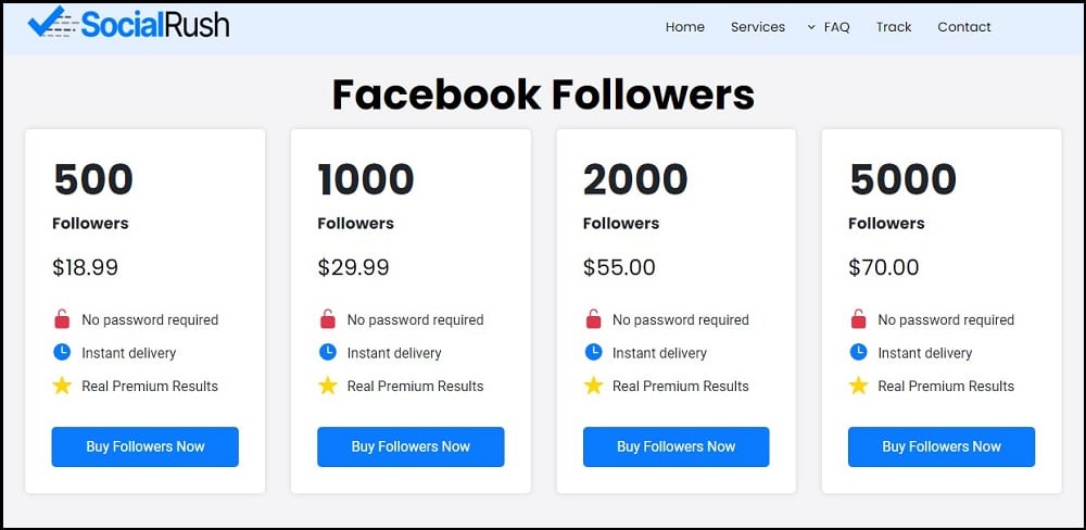Buy Facebook Followers for SocialRush io