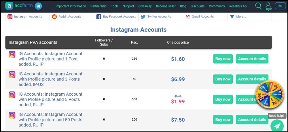Buy Instagram Accounts for ACC Farm