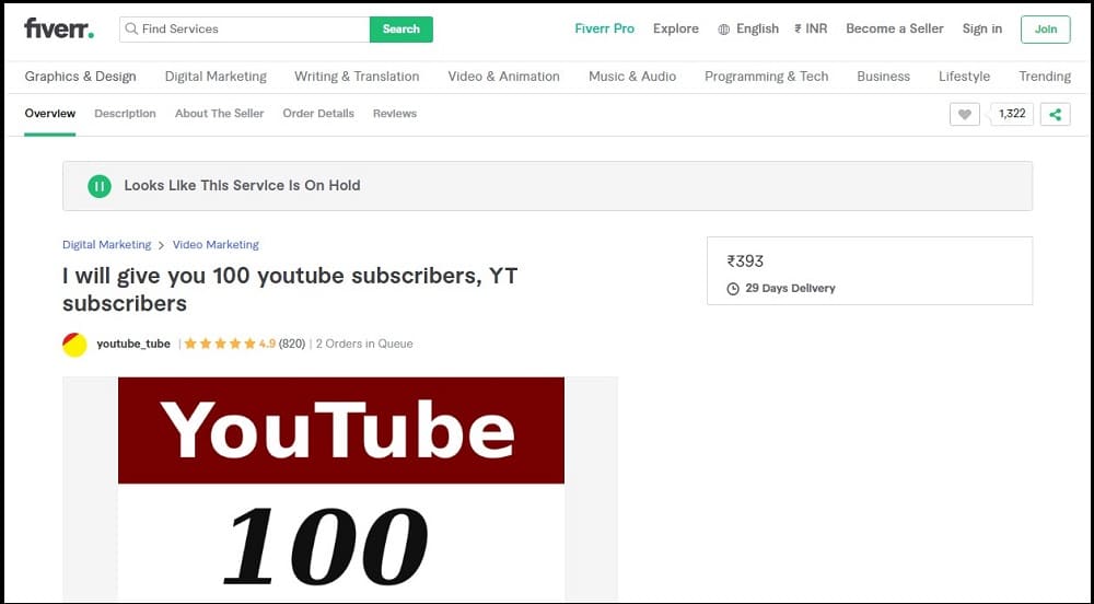 Buy Youtube Promotion for Fiverr