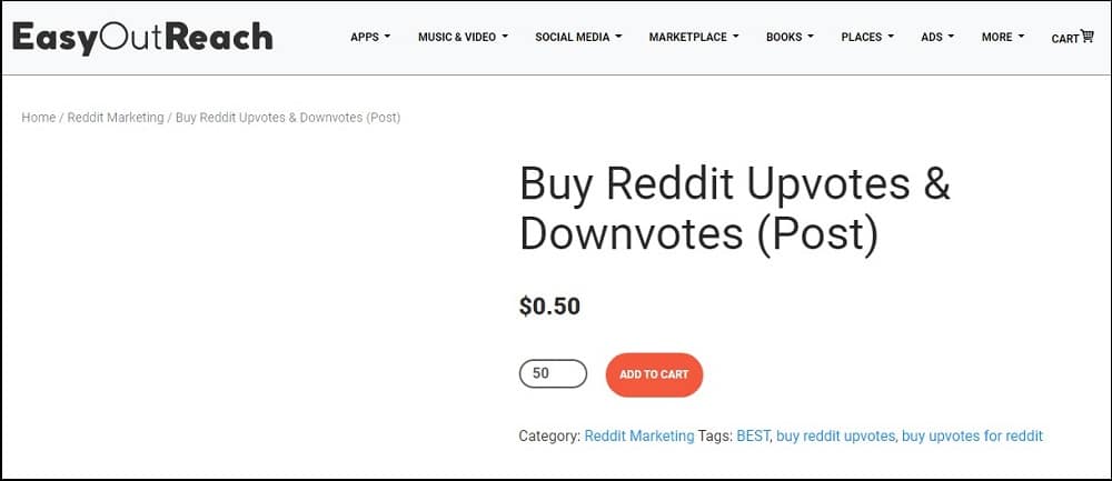 Buy Reddit Upvotes on EasyOutReach