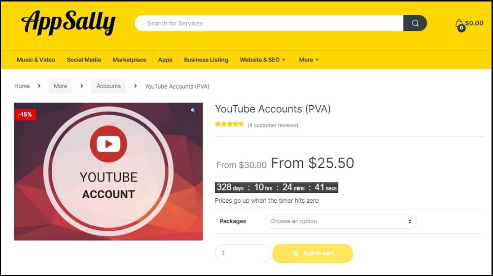 Buy YouTube Accounts for Appsally