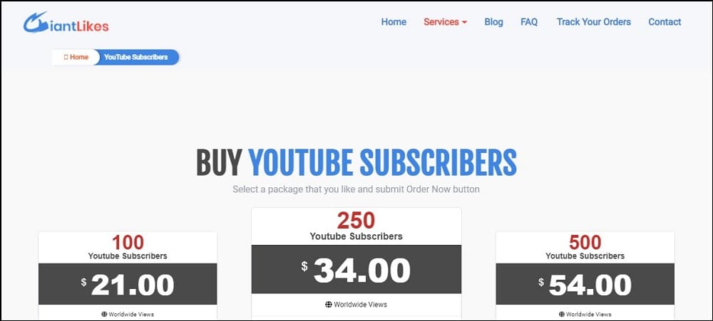 Buy YouTube Subscribers on GiantLikes