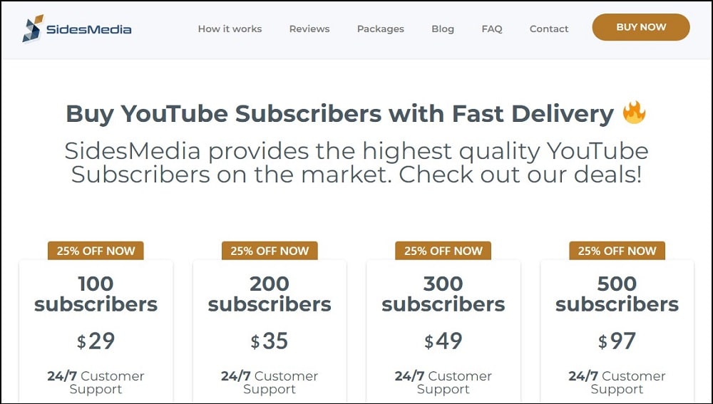 Buy YouTube Subscribers on SidesMedia