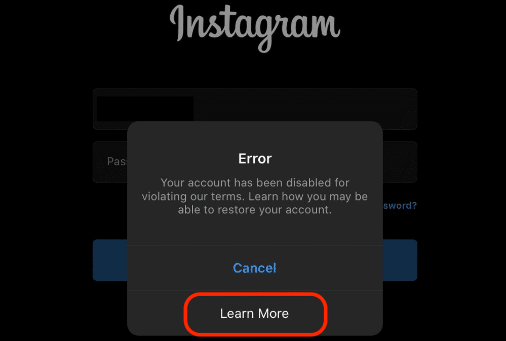 Disabled Instagram Account