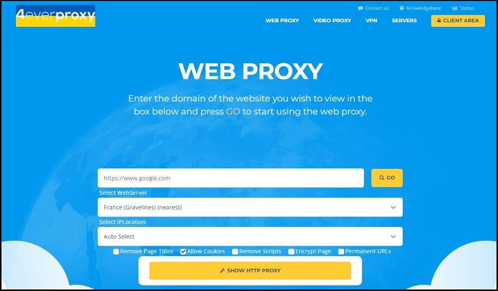 Web Proxy Servers is 4everproxy