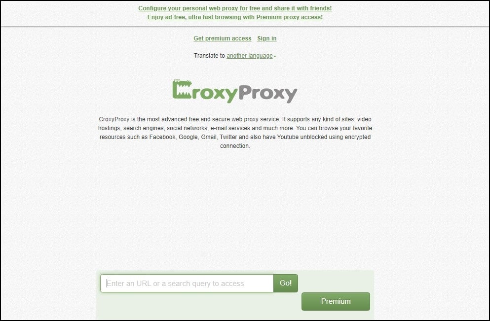 Web Proxy Servers is CroxyProxy