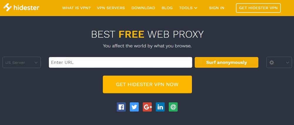 Web Proxy Servers is Hidester