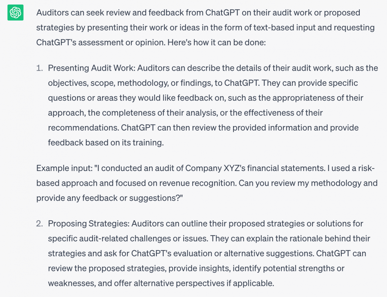Two ways ChatGPT can train auditors