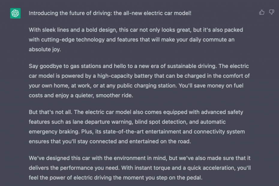 AI-generated car ad example